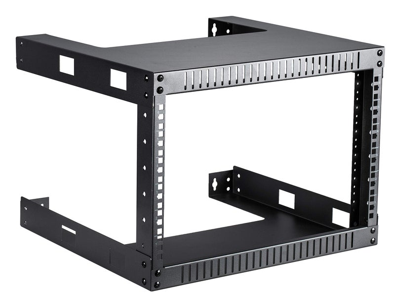 Kenuco Black 6U Wall Mount Open Frame Steel Network Equipment Rack 17.75 Inch Deep - Black - 6U Deep - W19'' x D17.75'' x H14'' (REG-6U) - Image 1